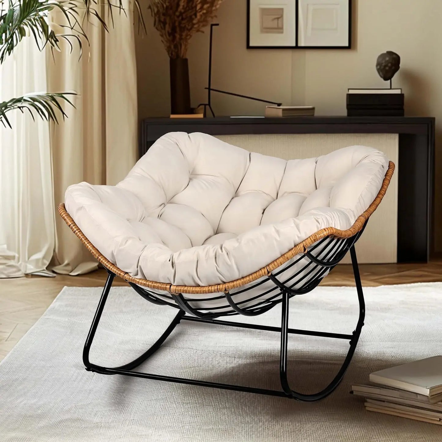 Egg Outdoor Rocking Chair Papasan Lounge Rocker