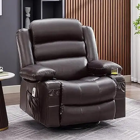 Rocker Recliner Chair With Heat And Massage 360 Degree Swivel