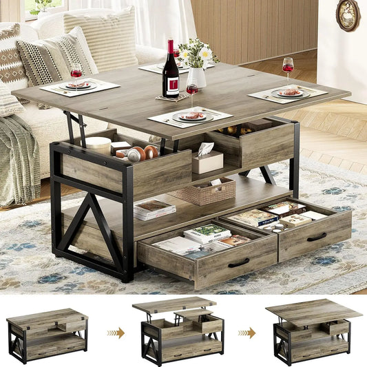 Lift Top Coffee Table 4in1 With Hidden Storage Drawers