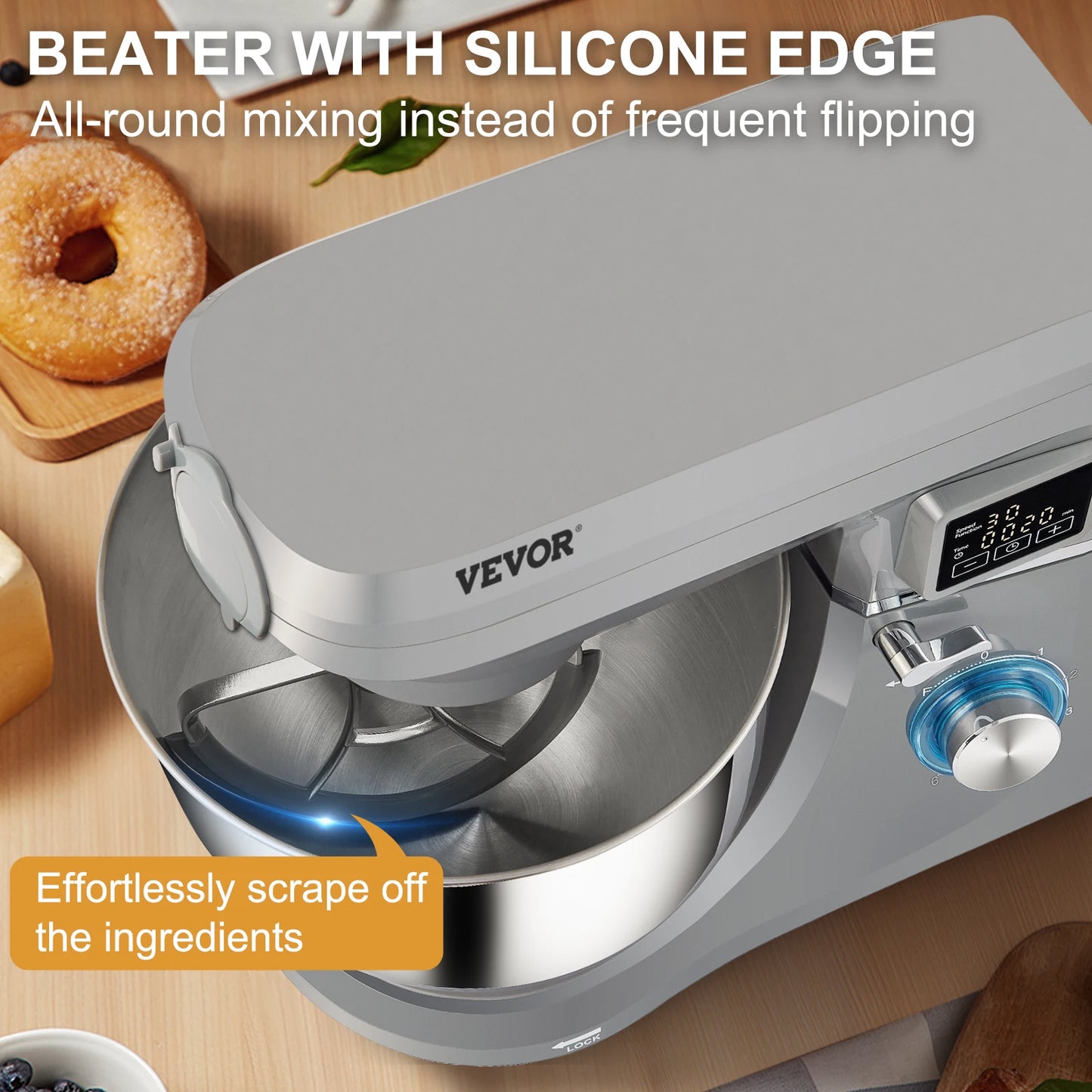 VEVOR Stand Mixer 6 Speed LCD Display With Dough Hook