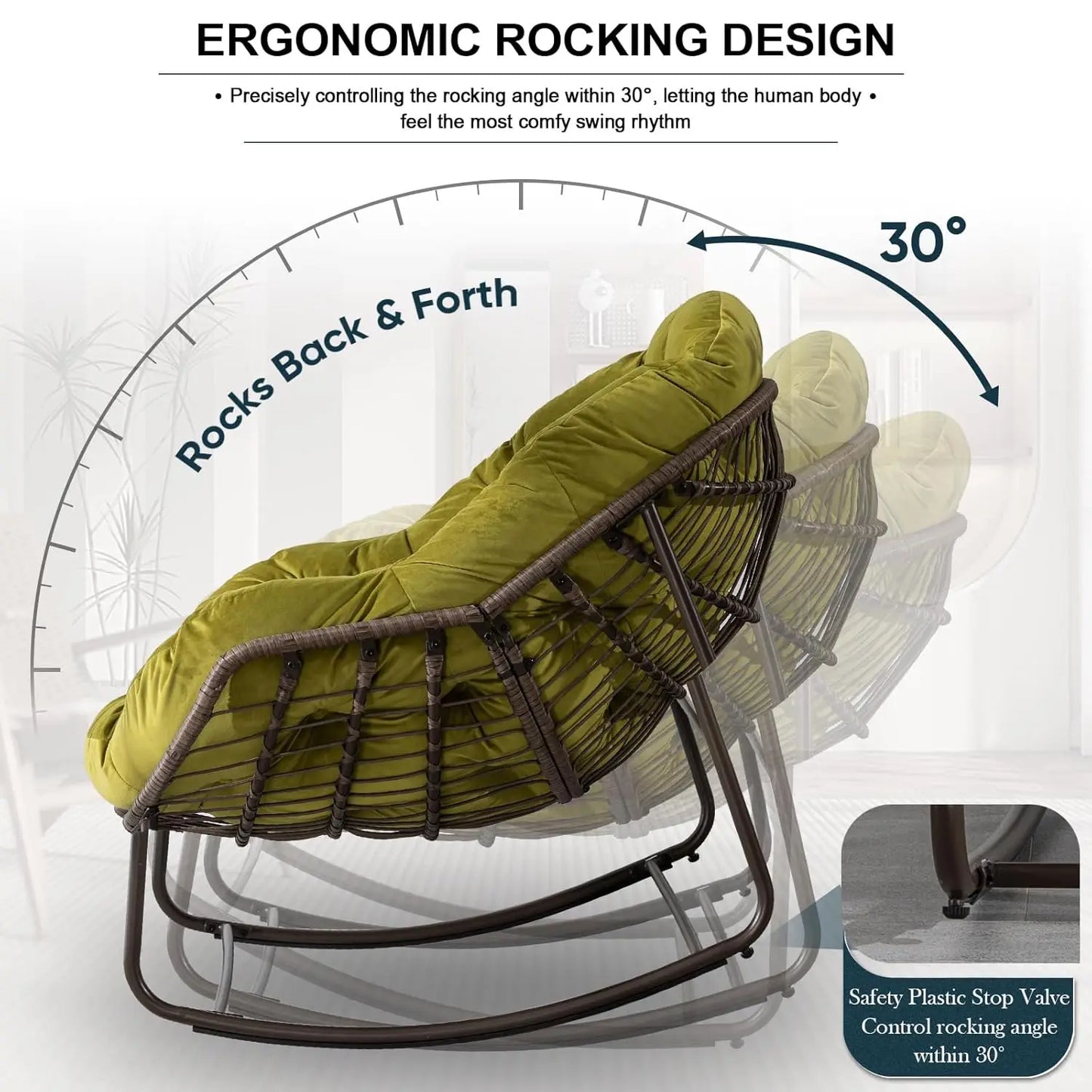 Rattan Egg Rocking Chair Indoor Outdoor Patio Rocker
