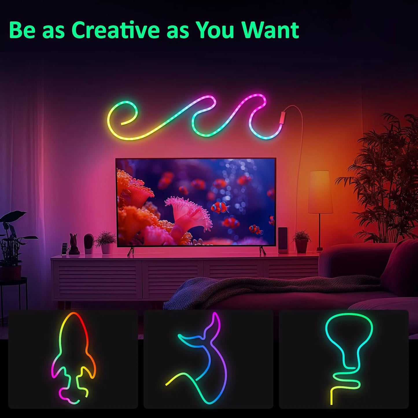 Aiopp Neon LED Rope Lights RGB Strip With Remote And App Control