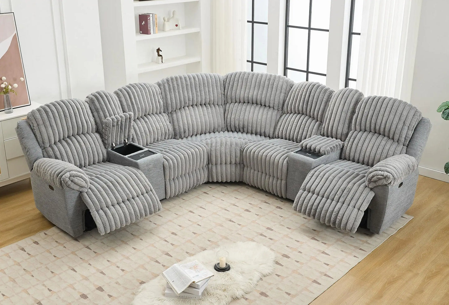 TODRANICN Power Reclining L Shaped Sectional Sofa With USB C Wireless Charger