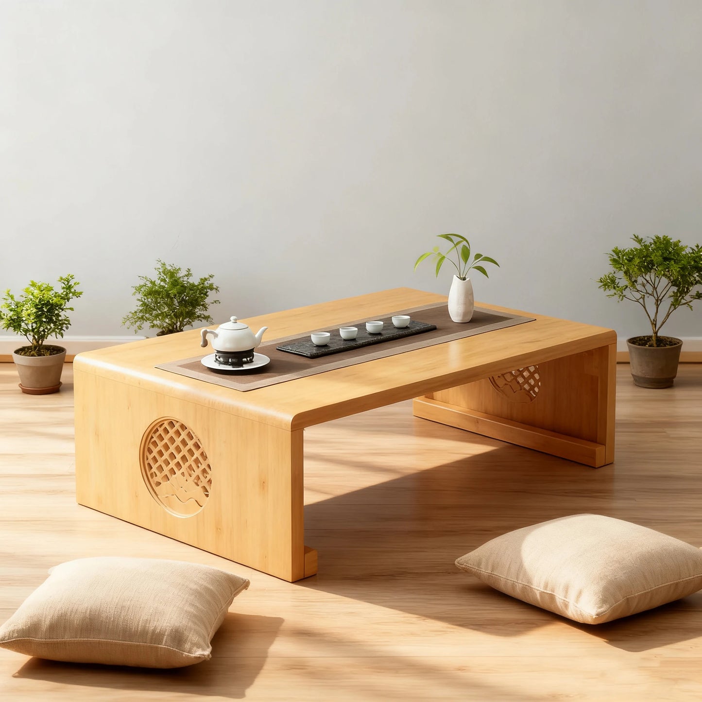 Foldable Japanese Style Low Coffee Table For Floor Seating