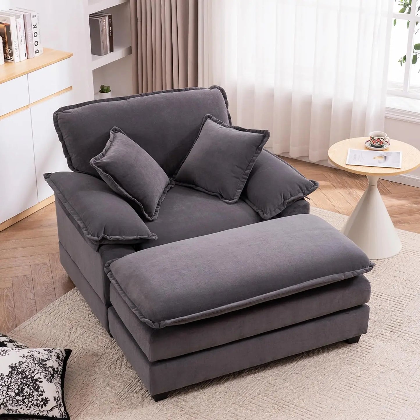 Oversized Chaise Lounge Chair With Ottoman