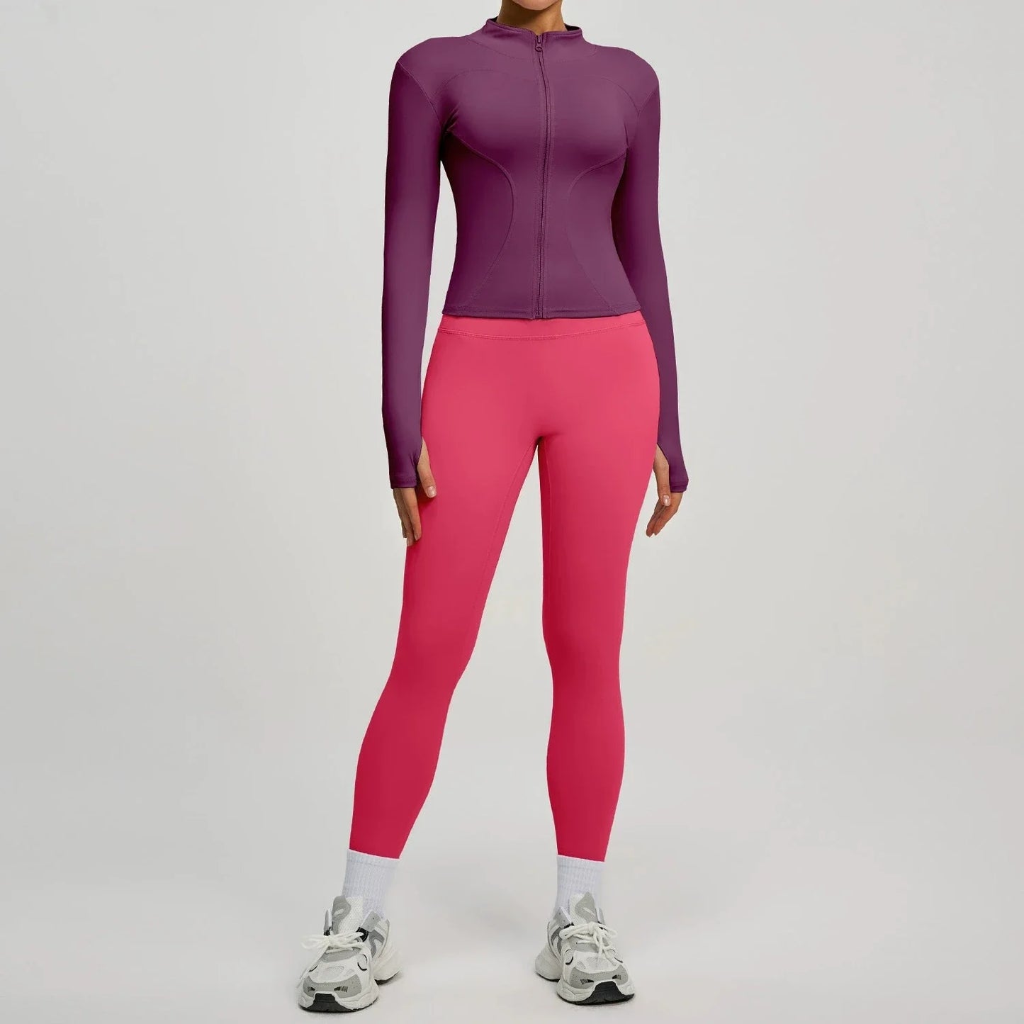 Womens Zip Front Yoga Jacket And Leggings Tracksuit
