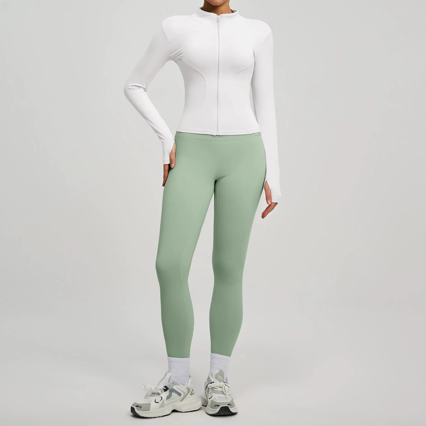 Womens Zip Front Yoga Jacket And Leggings Tracksuit