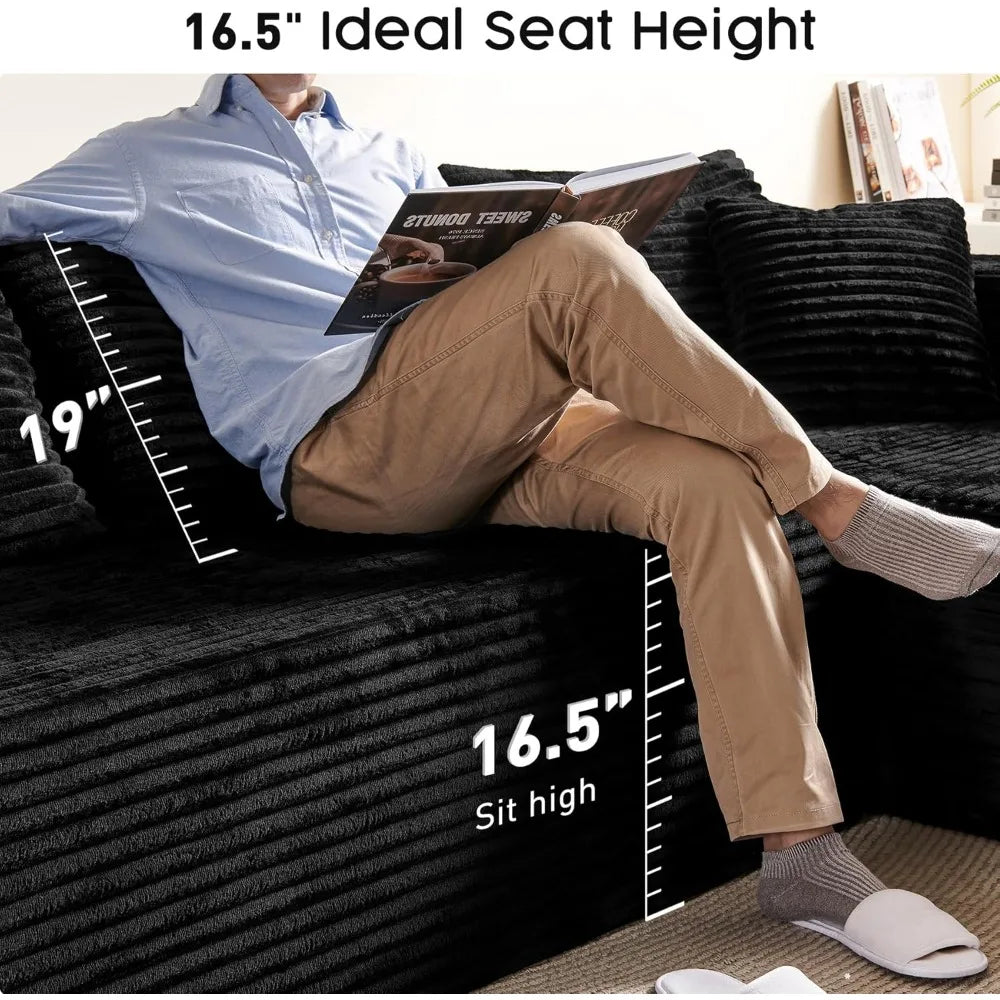 HUANZHUANG Modular Cloud Sectional Sofa L Shaped Chaise Corduroy