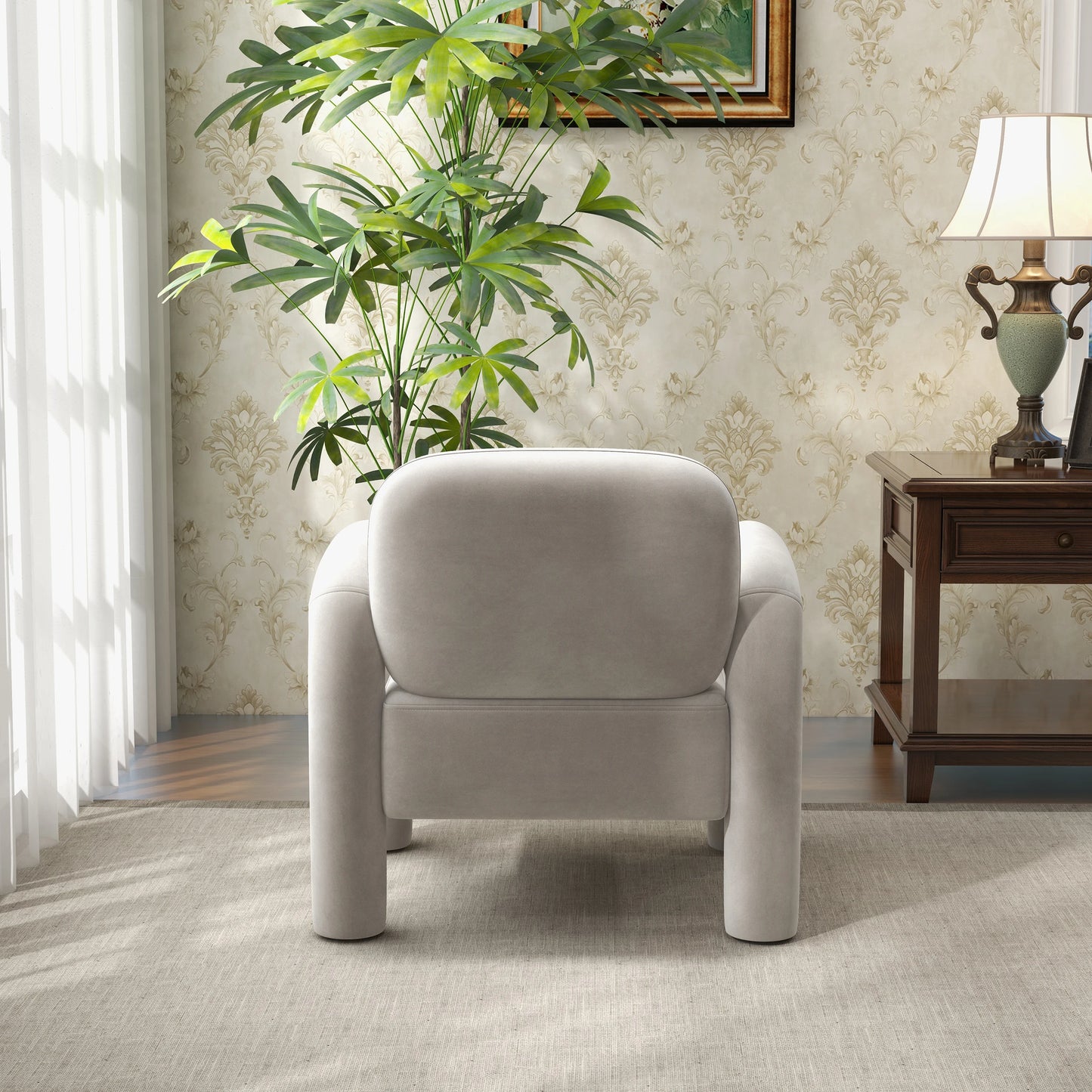 Mid-Century Velvet Upholstered Accent Chair for Living Room
