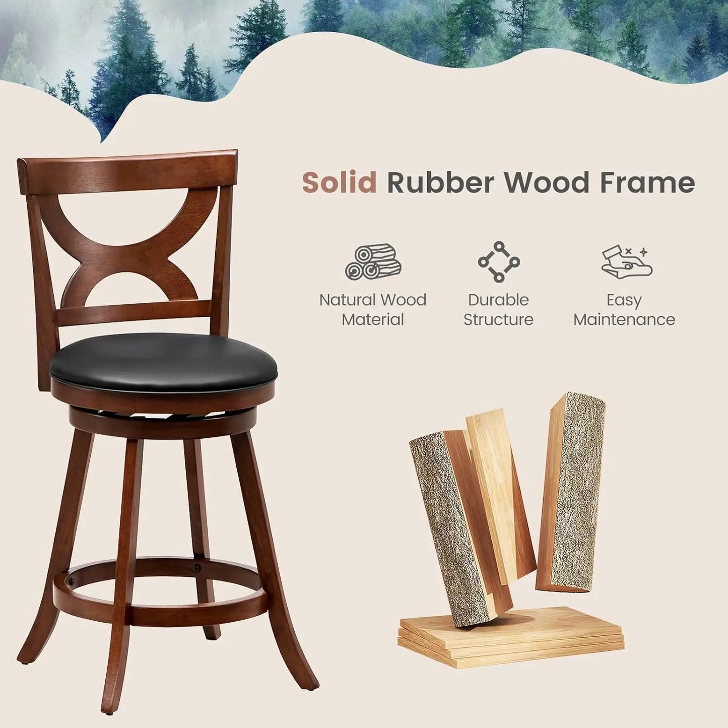 Bar Stools Set of 4 360 Swivel Cushioned Seats