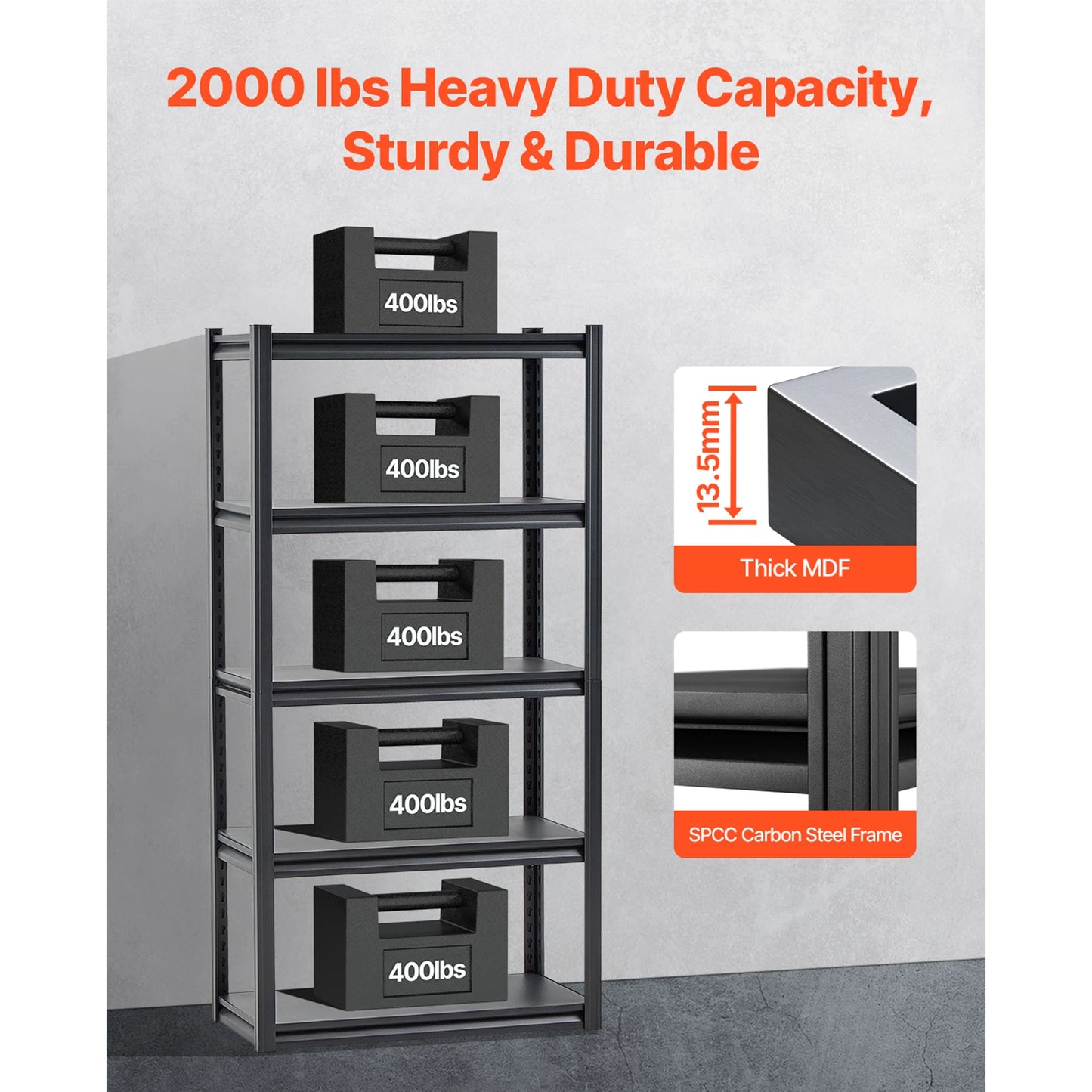VEVOR 5-Tier Garage Storage Shelves 2000 lbs