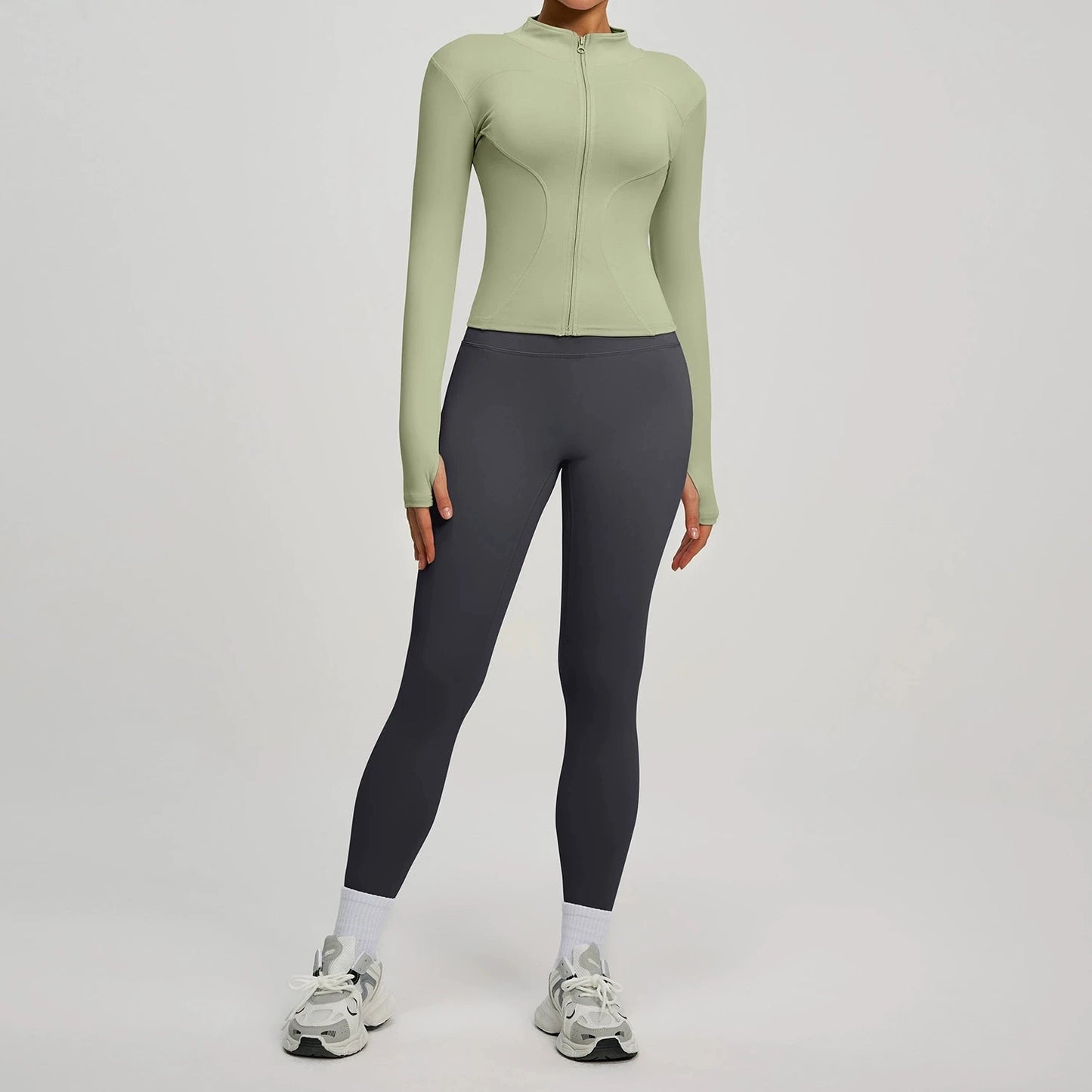 Womens Zip Front Yoga Jacket And Leggings Tracksuit