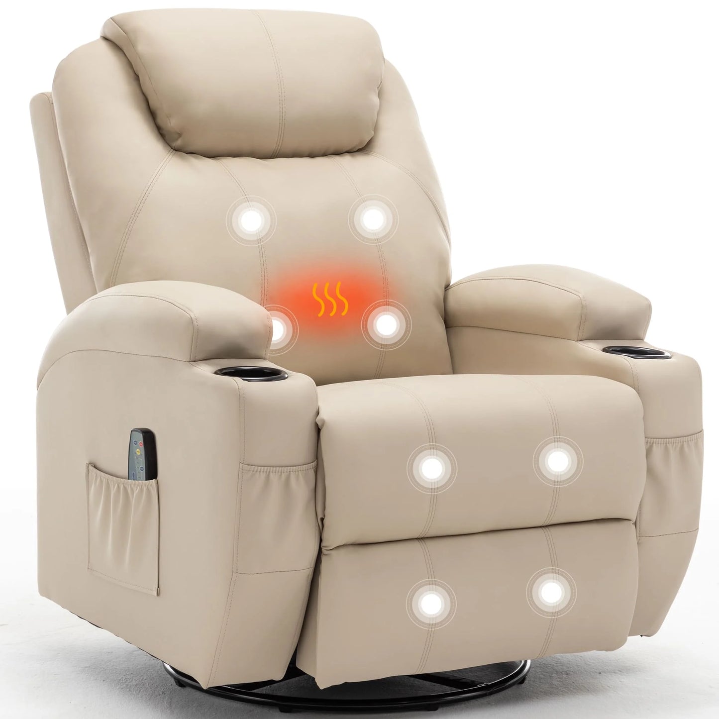 KORSER Massage Recliner Chair With Heat 360 Degree Swivel Remote