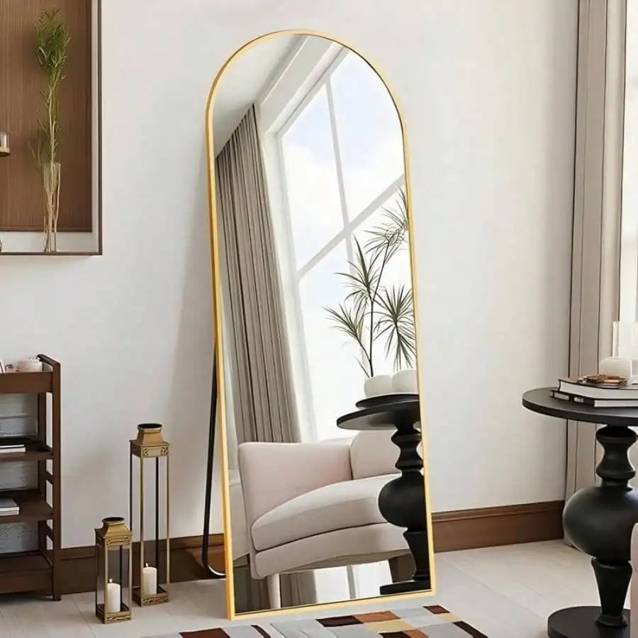Arched Floor Mirror Wall Mounted Elegant Home Decor Reflection