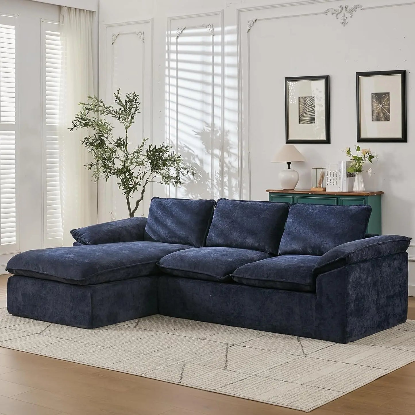 L Shape Modular Sectional Sofa With Oversized Chaise For Living Room