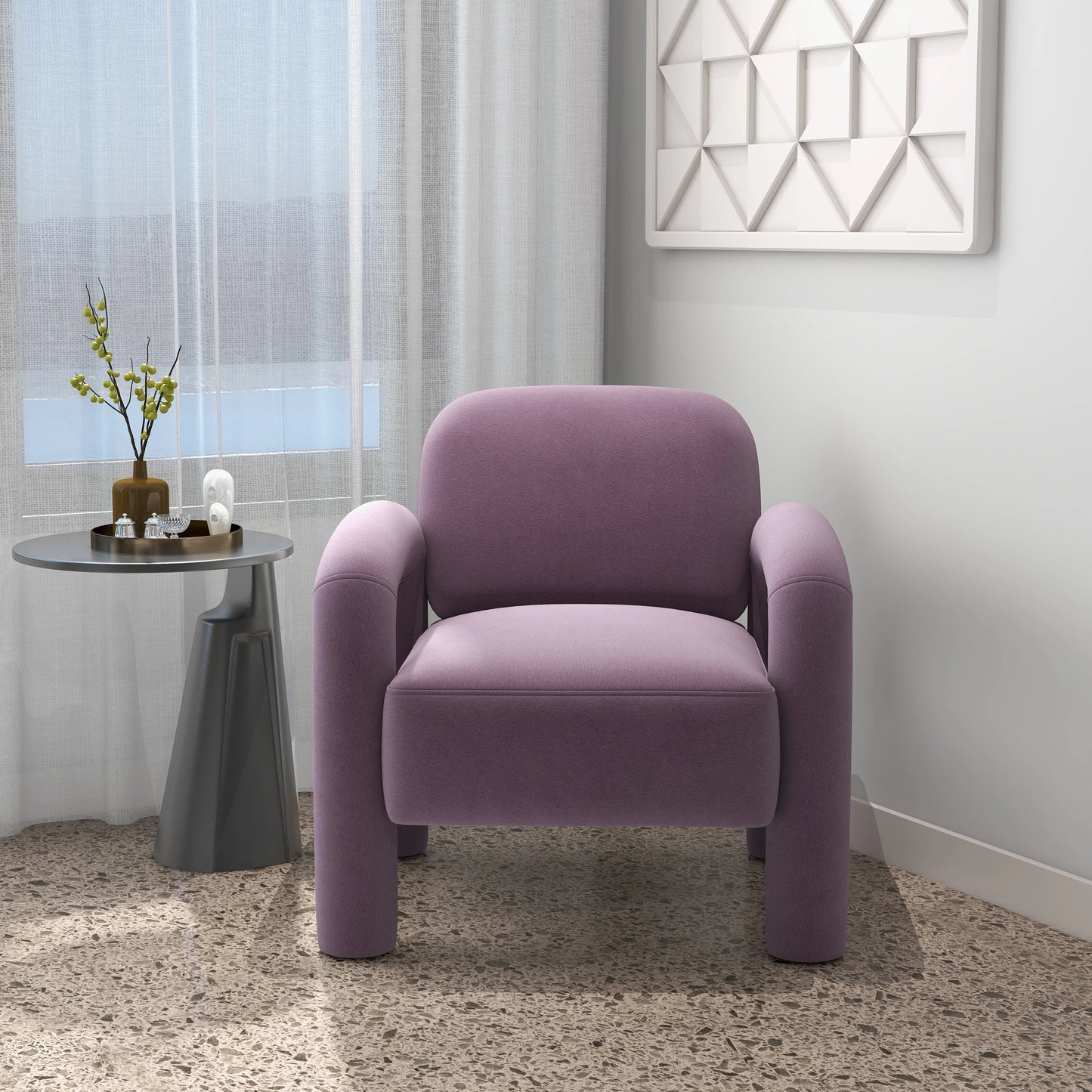 Mid-Century Velvet Upholstered Accent Chair for Living Room