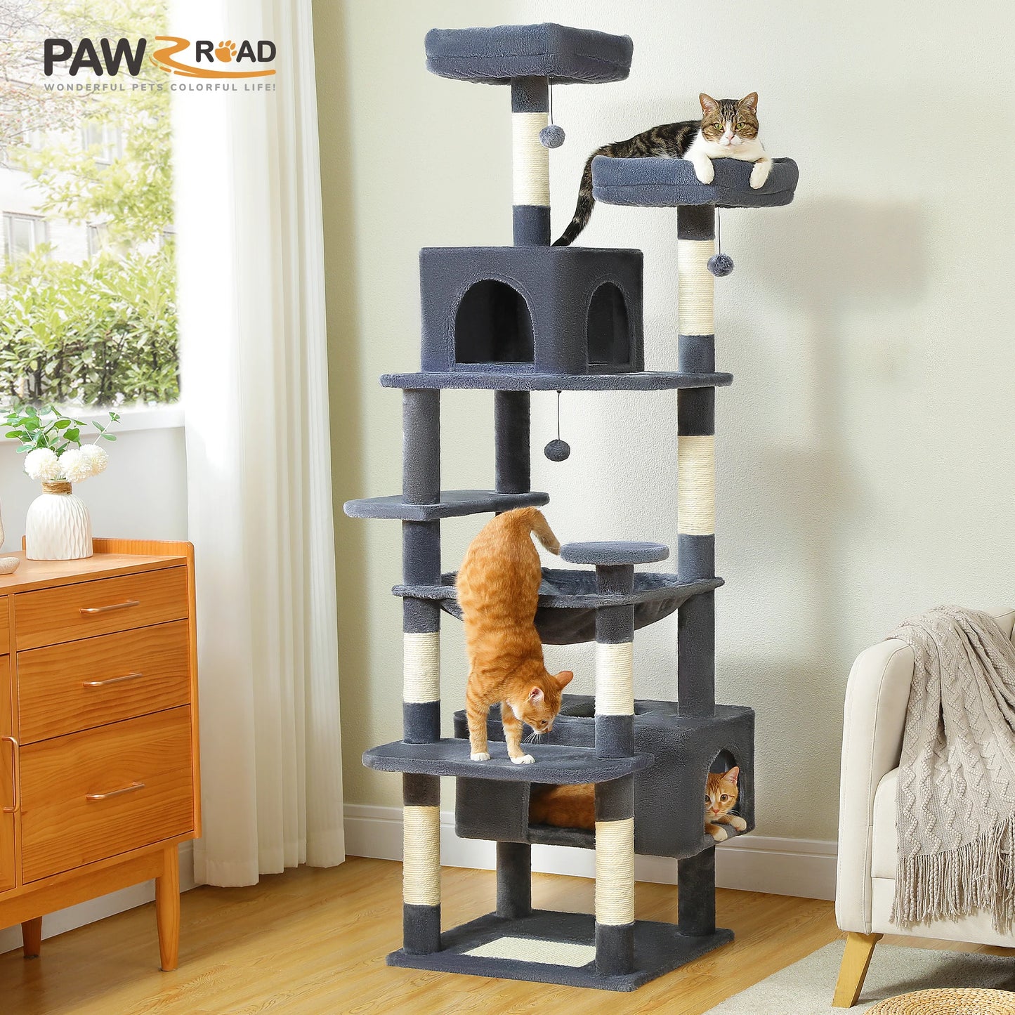 PAWZ Road Large Cat Tree and Tower for Indoor Cats with Sisal Scratching Posts