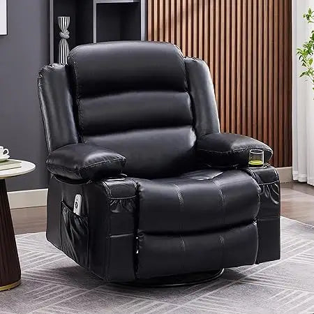 Rocker Recliner With Heat And Massage 360 Degree Swivel