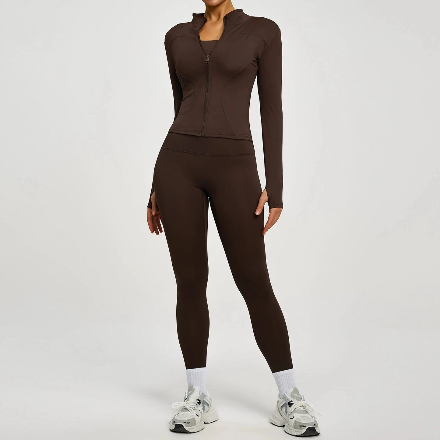 Womens Zip Front Yoga Jacket And Leggings Tracksuit