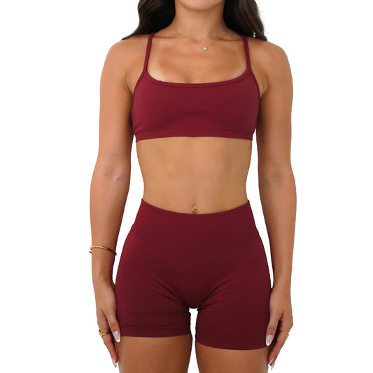 Women's 2-Piece Seamless Yoga Set with Sports Bra and Shorts