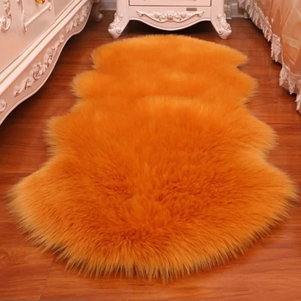 Washable Shaggy Faux Fur Sheepskin Rug for Bedroom Floor Protection