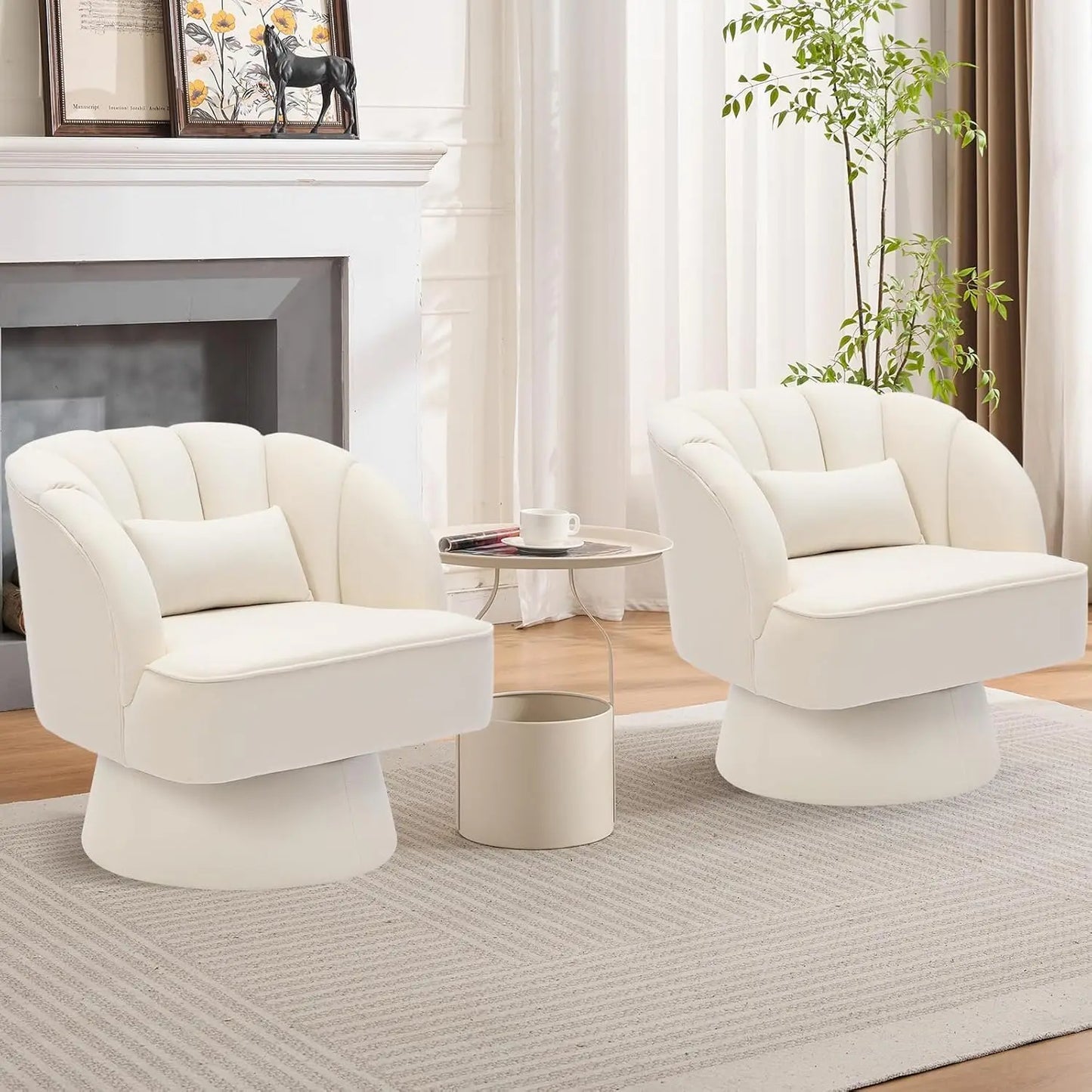 HiMISS Modern Swivel Barrel Accent Chair 360 Degree Upholstered Armchair
