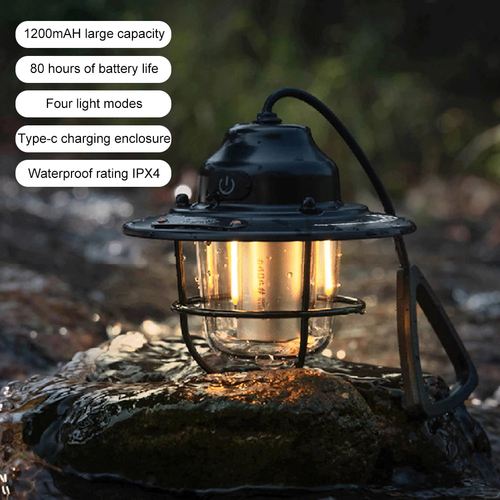 LED Camping Lantern Dimmable Type C Charging 4 Light Modes