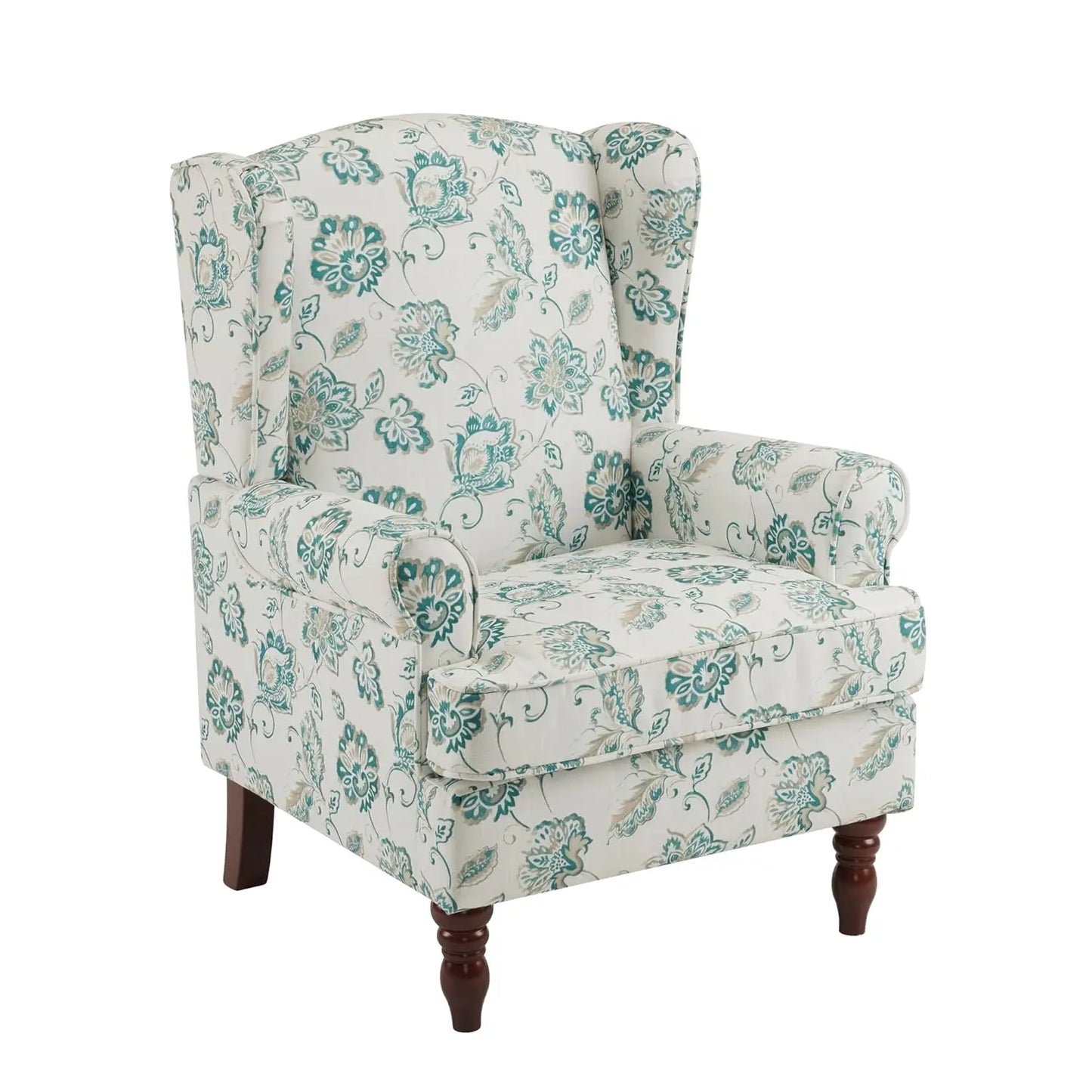 Floral Accent Chair High Back Upholstered Armchair