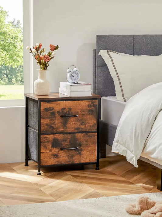 JHK Nightstand Bedside Table With Storage Drawers