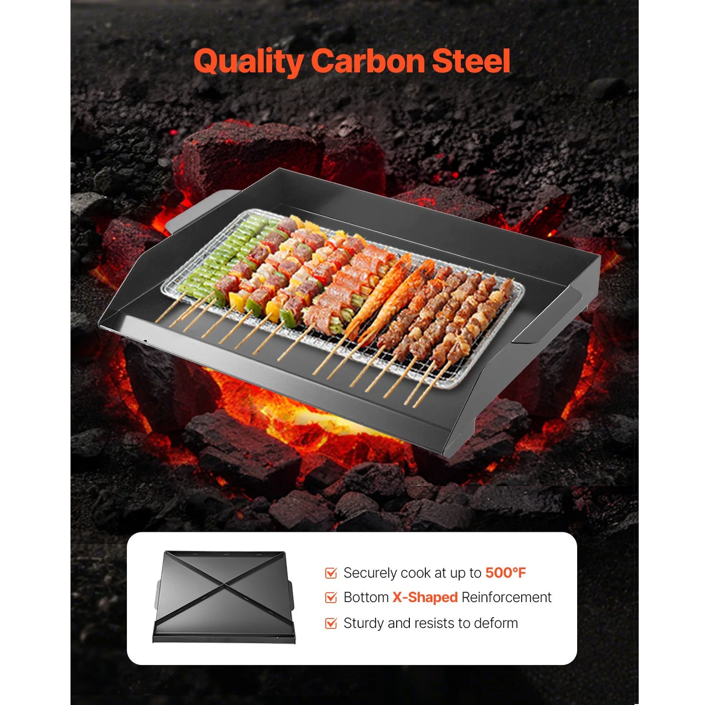 SucceBuy Carbon Steel Griddle Universal Flat Top Rectangular Plate