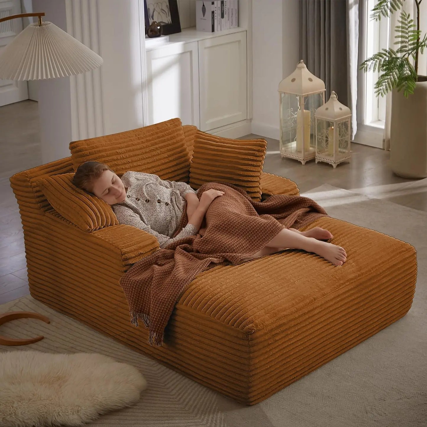 Oversized Indoor Chaise Lounge Chair With Pillows