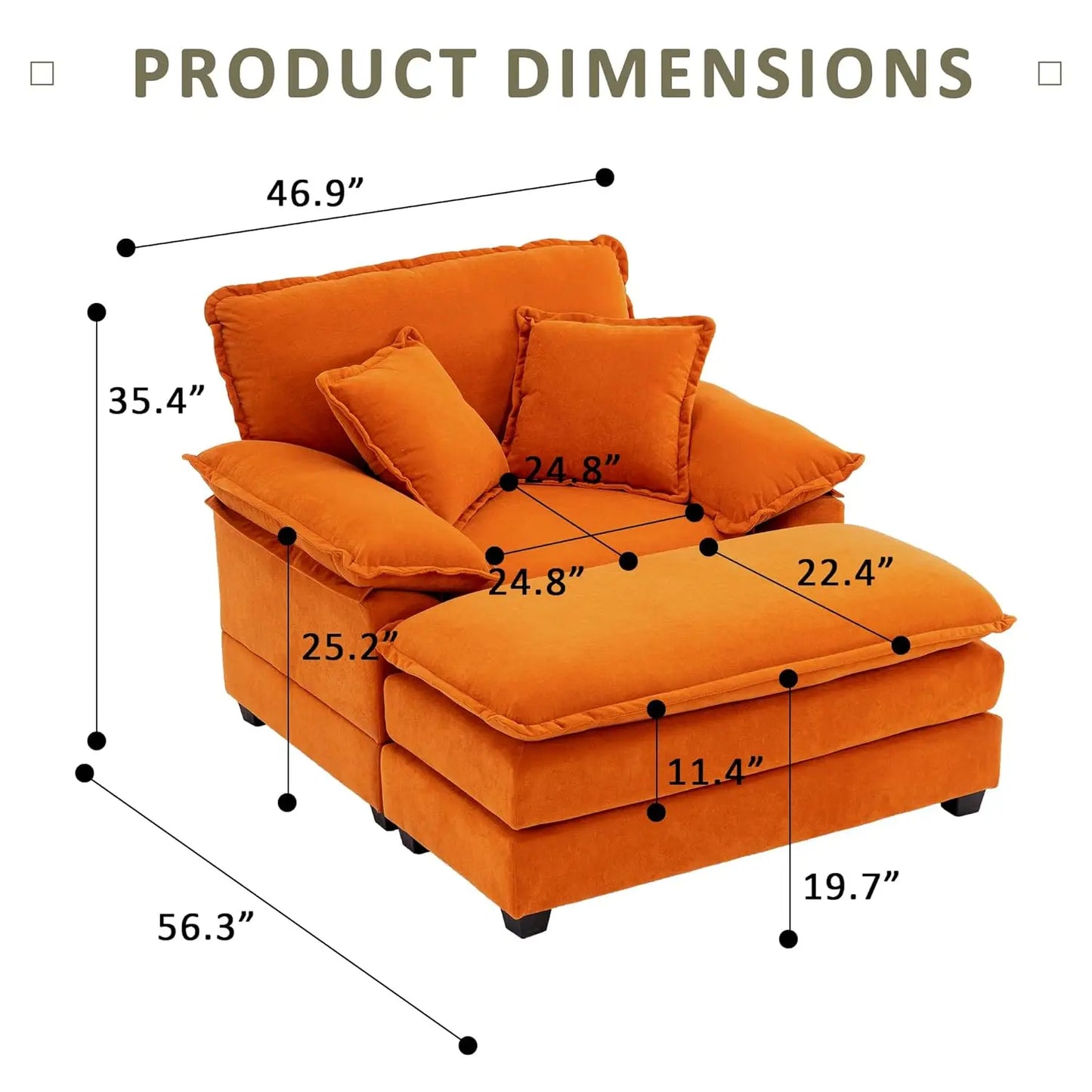 Oversized Chaise Lounge Chair With Ottoman