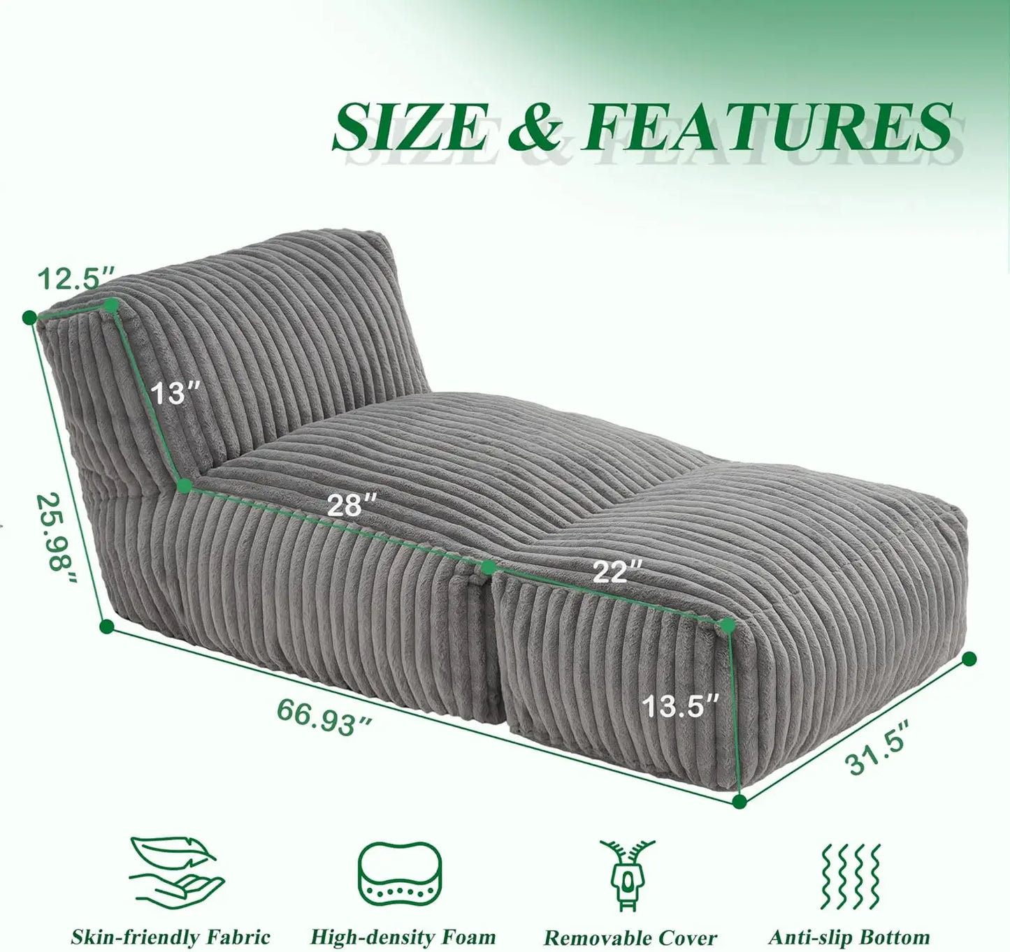 Memory Foam Bean Bag Chair With Ottoman For Adults