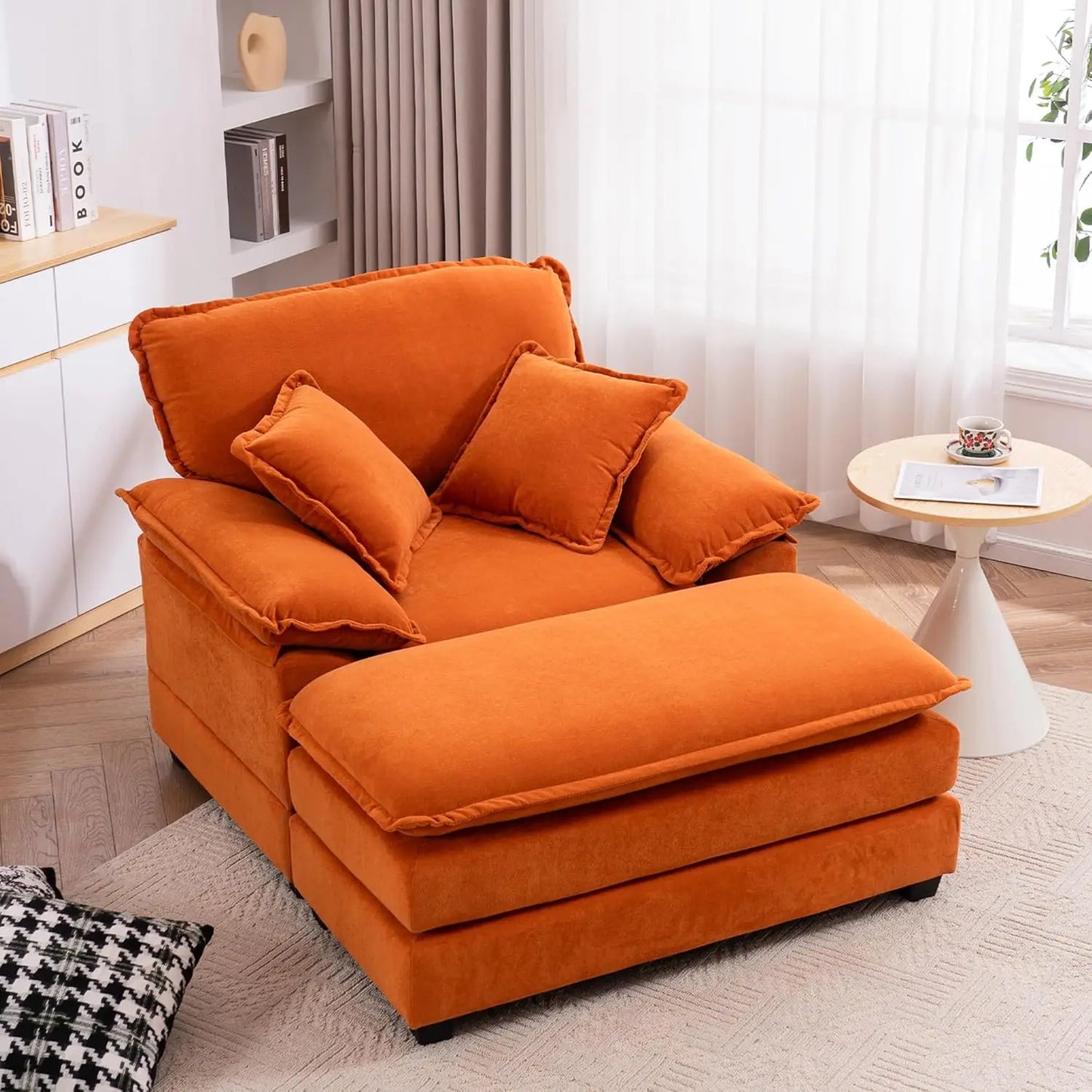 Oversized Chaise Lounge Chair With Ottoman