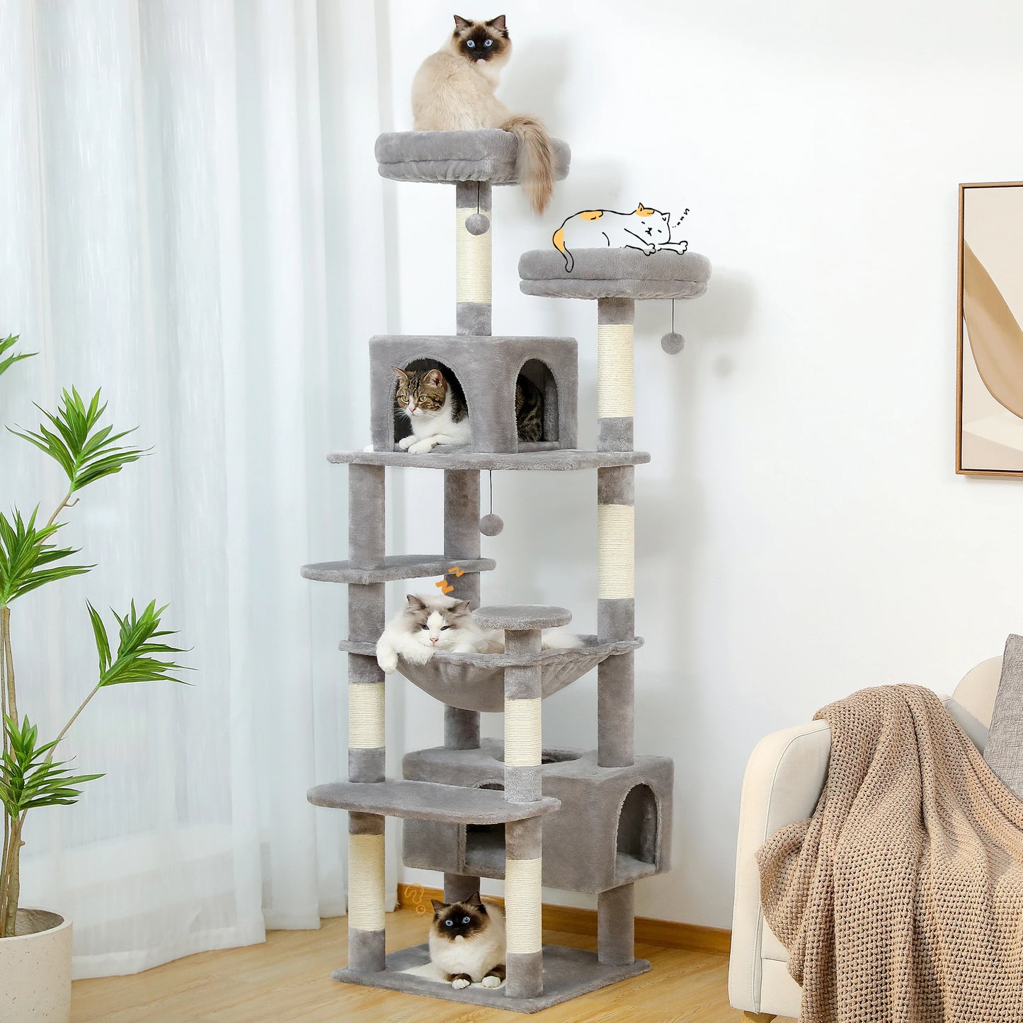 PAWZ Road Large Cat Tree and Tower for Indoor Cats with Sisal Scratching Posts