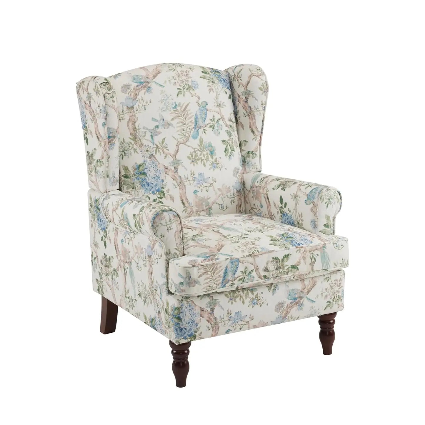 Floral Accent Chair High Back Upholstered Armchair