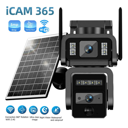 GatoCam Dual Lens Solar WiFi Outdoor Security Surveillance Camera