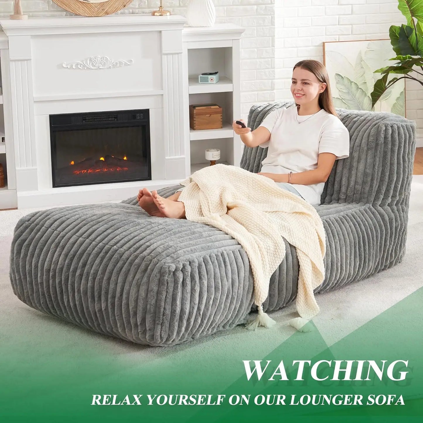 Memory Foam Bean Bag Chair With Ottoman For Adults