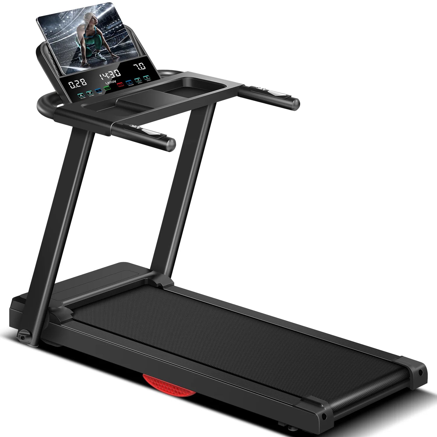 NONED 3.0HP Brushless Foldable Home Treadmill 300lb Capacity HRMonitor CupHolder