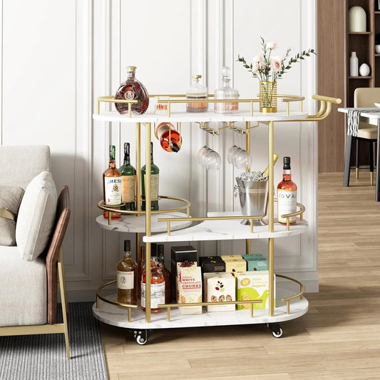 HobbyLane Gold Bar Cart With 4-Tier Storage