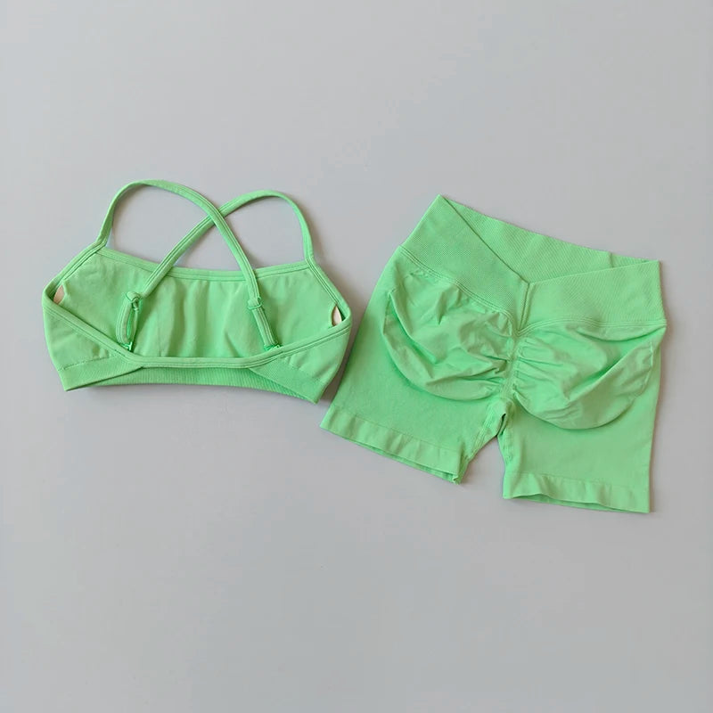 Women's 2-Piece Seamless Yoga Set with Sports Bra and Shorts