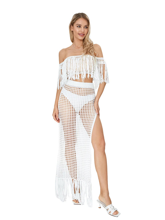 Hirigin 2 Piece Beachwear Set Off Shoulder Coverups For Women