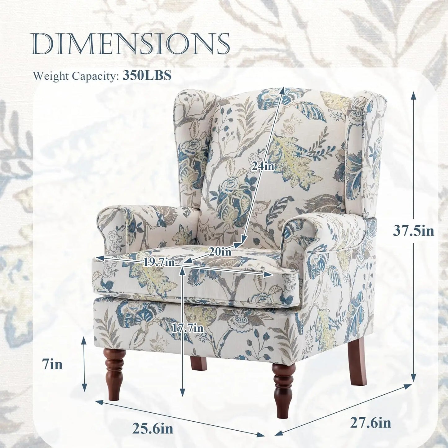 Floral Accent High Back Armchair