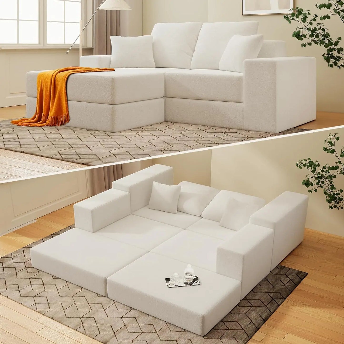 CHENGWEI Cloud Modular Sectional Sofa Modern L Shaped Couch Reversible Chaise