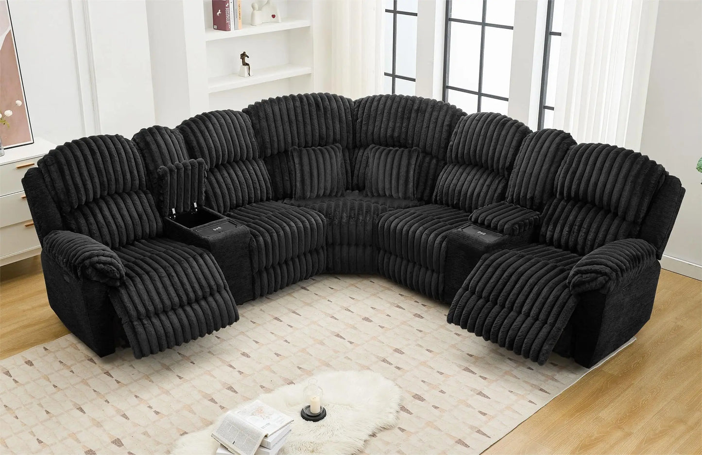 TODRANICN Power Reclining L Shaped Sectional Sofa With USB C Wireless Charger