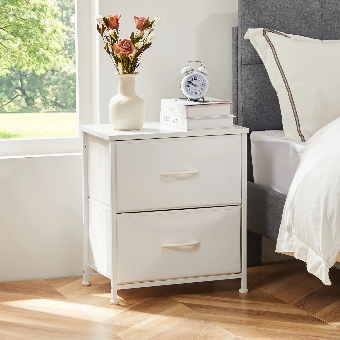 JHK Nightstand Bedside Table With Storage Drawers