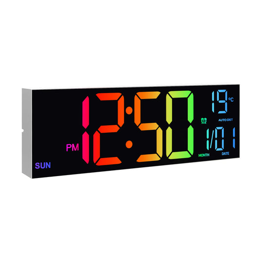Digital LED Wall Clock With Remote Alarm And Temperature Display