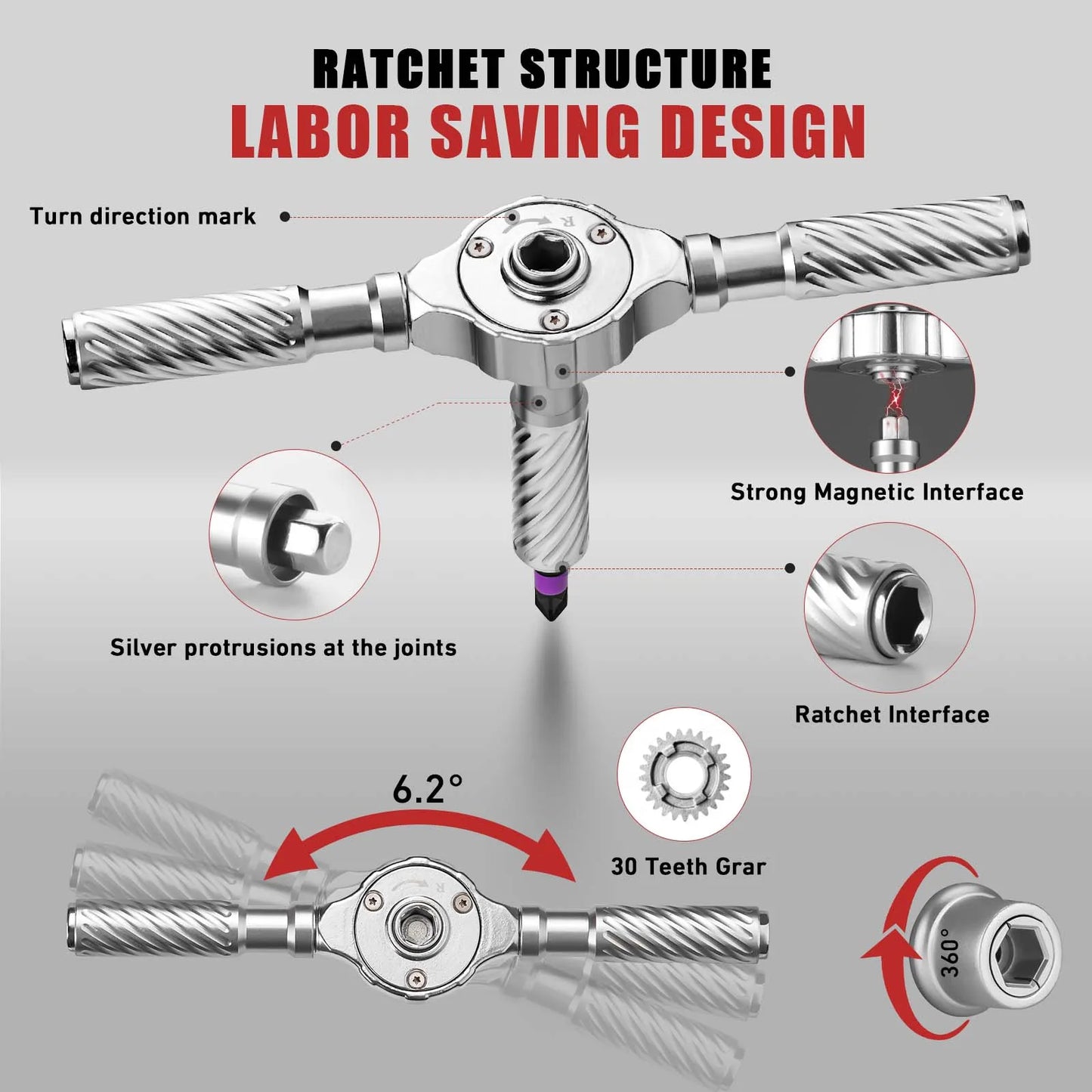 VMAN 66in1 Multifunction Ratchet Screwdriver Set With Magnetic Bits