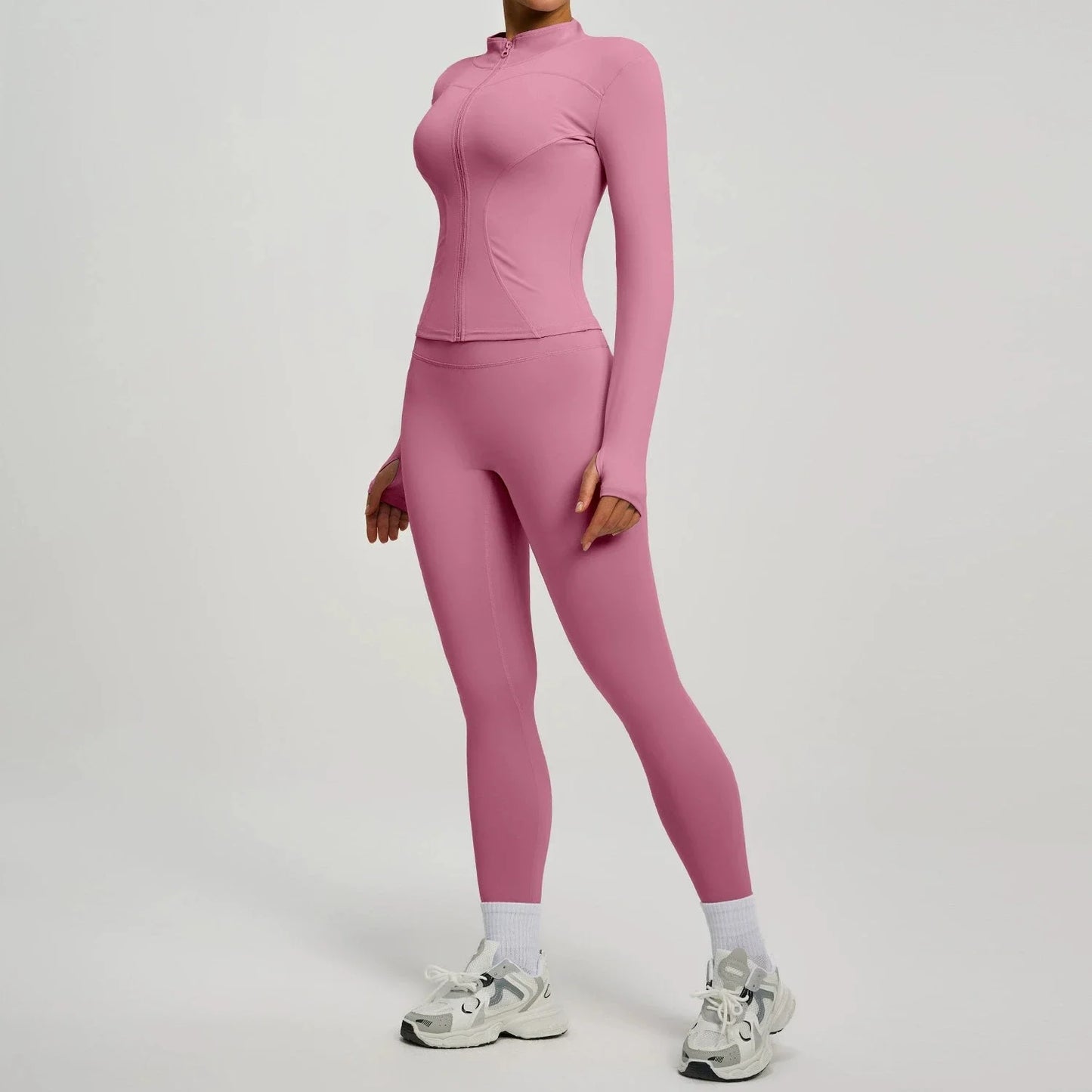 Womens Zip Front Yoga Jacket And Leggings Tracksuit