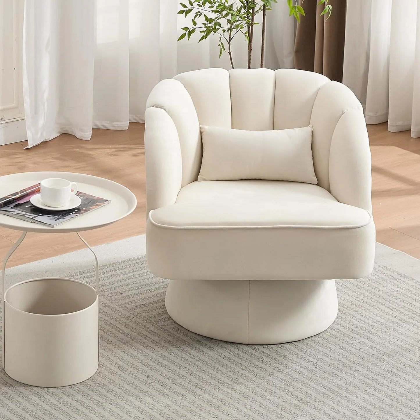HiMISS Modern Swivel Barrel Accent Chair 360 Degree Upholstered Armchair